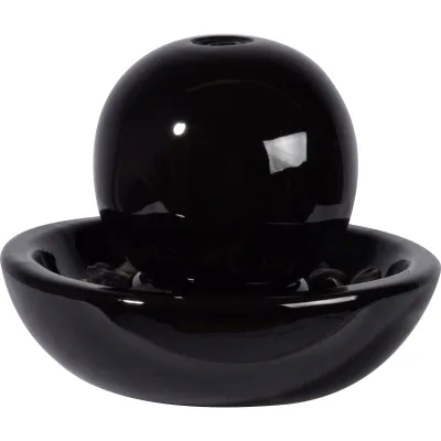 dobar Design Keramik Zimmerbrunnen Kugel, Schwarz