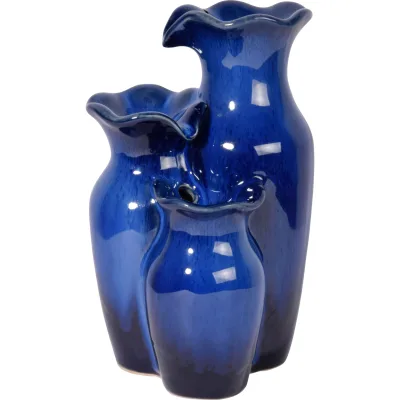 dobar Dreistufiger Design Zimmerbrunnen Keramik, Blau