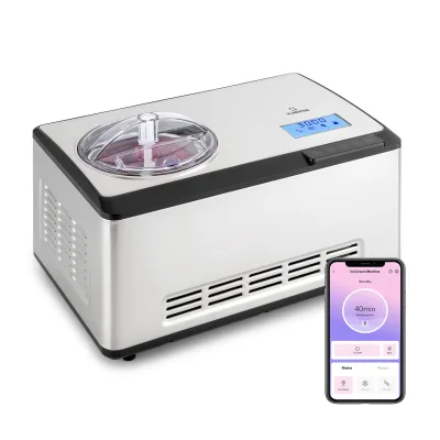 Dolce Bacio Smart Eiscremebereiter Yogurtmaker Kompressor 2 Liter WiFi Touch Edelstahl