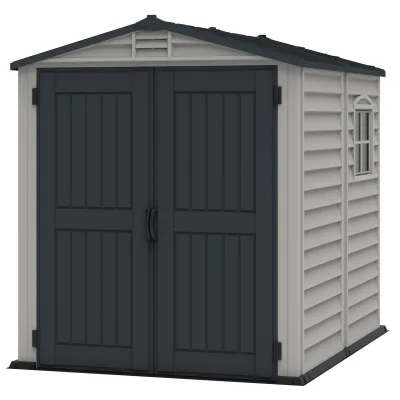 VCM Kunststoff Gartenhaus 186x190 Geräteschuppen Garten Gerätehaus Drehtüren, H. 213 x B. 186 x T. 190 cm