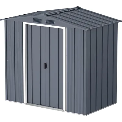 VCM Metall Gartenhaus 202x113 Geräteschuppen Garten Gerätehaus Schiebetüren, H. 181 x B. 202 x T. 113 cm, Metall