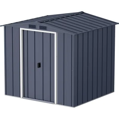 VCM Metall Gartenhaus 202x174 Geräteschuppen Garten Gerätehaus Schiebetüren, H. 181 x B. 202 x T. 174 cm, Metall