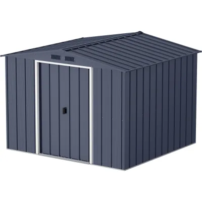 VCM Metall Gartenhaus 262x234  Geräteschuppen Garten Gerätehaus Schiebetüren, H. 191 x B. 262 x T. 234 cm, Metall