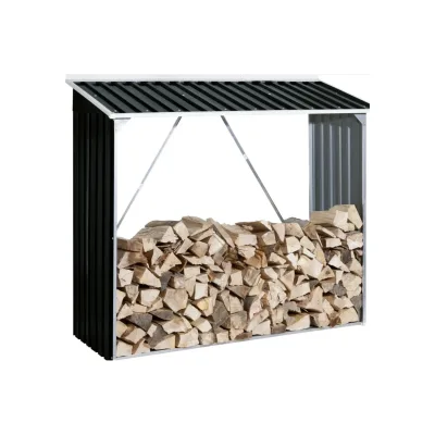 VCM Metall Kaminholzregal  mit Dach / Holzlager / Kaminholzunterstand Maße H. 162 x B. 182 x T. 74 cm