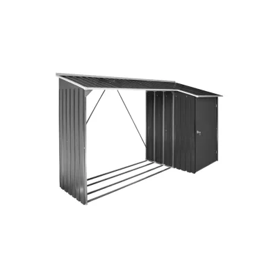 VCM Metall Kaminholzregal  mit Dach und Schuppen / Holzlager / Kaminholzunterstand Maße H. 161 x B. 272 x T. 108 cm