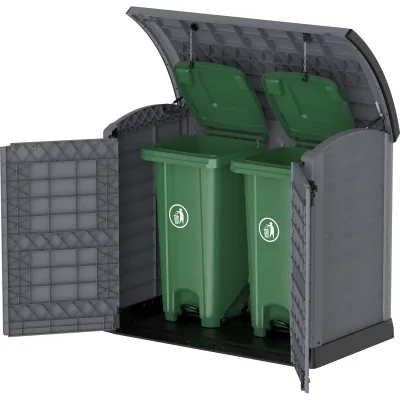 VCM StoreAway Aufbewahrungsbox 2er Mülltonnenbox 1200 l, 145 x 125 x 83 cm, Kunststoff