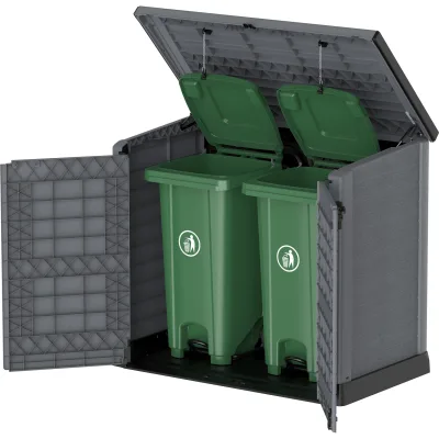 VCM StoreAway Aufbewahrungsbox Gartenhaus 2er Mülltonnenbox 1200 l, 145 x 125 x 83 cm, Kunststoff