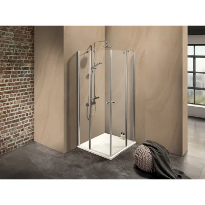 Duschkabine/ Duschabtrennung Dusbad Vital 2 zweiteilige Pendeltür an Festteil / Eckdusche  links 1175mm rechts 950mm