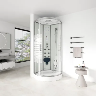 HOME DELUXE Duschkabine mit Wasserfall und Rückenmassage WHITE PEARL - 90 x 90 cm
