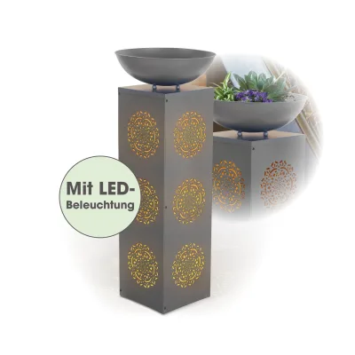 EASYmaxx LED-Dekosäule Beton-Optik Mandala 87cm