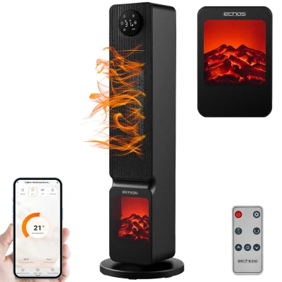 Echos Wifi Heizlüfter mit Kaminillusion 2000W Smart Life App