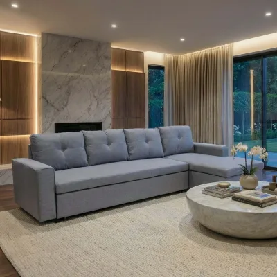 Ecksofa mit Bettkasten MCW-L16, Couch Sofa L-Form, Liegefläche rechts Nosagfederung Stoff/Textil 290cm ~ grau