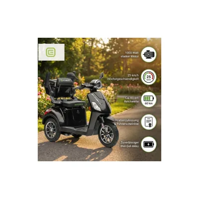 Econelo E-Seniorenmobil Yogi-IQ, Lithium-Akku, 3-Rad, 1000 Watt, Schwarz