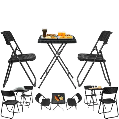 Ecosa Outdoor-Set mit Klapptisch + 2 Stühlen Robust Wetterfest Pflegeleicht