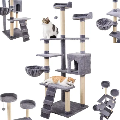 Ecosa XXL Katzenbaum Kratzbaum groß 170cm Kletterturm mit mehreren Plattformen
