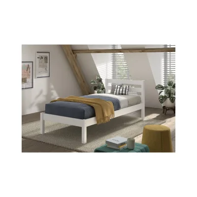 Einzelbett Pino 90x200 cm, mit Lattenrost, weiß lackiert