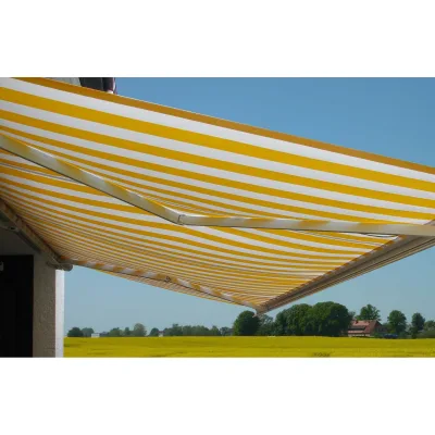 Elektrische Kassettenmarkise H124, Markise Vollkassette 5x3m ~ Acryl Gelb/Weiß