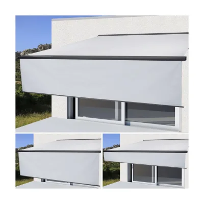 Elektrische Vollkassetten-Markise H124, 4,5x3m ausfahrbarer Volant ~ Acryl Creme, anthrazit