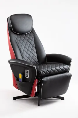 Elektrischer Massagesessel Relaxsessel - schwarz/rot Lederoptik