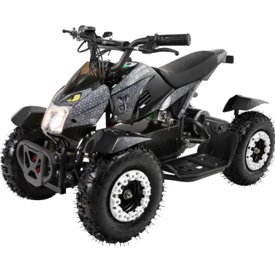 Elektro-Kinderquad Cobra, 800 Watt, bis 24 km/h, ab 8 Jahren, Federung, 3x 12V-Akku, Scheibenbremsen (Grau/Schwarz)
