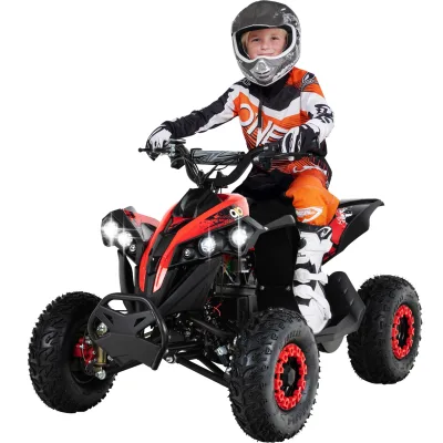 Elektro-Kinderquad Reneblade, Mini-Quad mit 1000 Watt, Federung, Scheibenbremsen, drosselbar, LEDs (Classic, Schwarz/Rot)