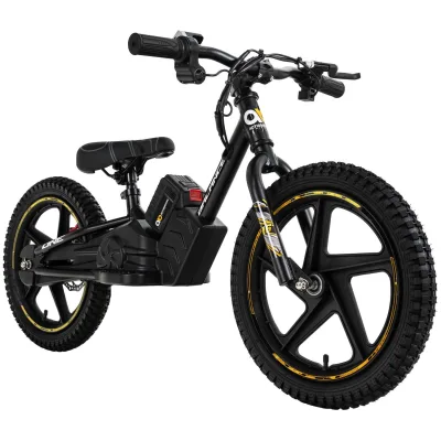 Elektro-Laufrad, 16 Zoll, Kinder-Balance-Bike m. 250 Watt, Scheibenbremsen, 3 Geschwindigkeitsstufen (Gelb)