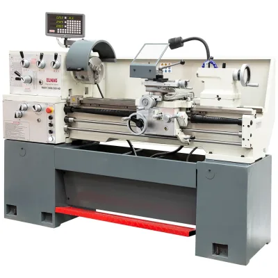 ELMAG Universal-Drehmaschine PROFI 1000/200 HD inkl. 3-Achs-Positionsanzeige SINO, inkl. RÖHM-Drehfutter inkl. Schnellwechsel-Stahlhalter Set, Sys