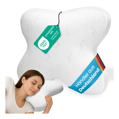 ELONEO Nackenstützkissen, Visko Schlafkissen in Schmetterlingsform, Nackenkissen Kopfkissen ideal für Bauchschläferkissen, Seitenschläfer & Seitenkippschläfer