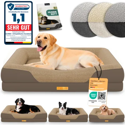 ELONEO Orthopädisches Hundebett, Braun - Größe