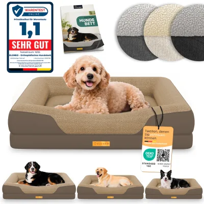 ELONEO Orthopädisches Hundebett, Braun - Größe
