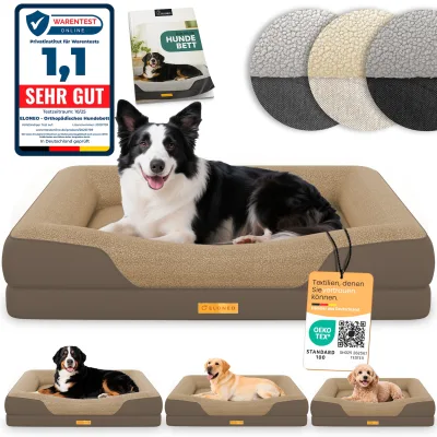 ELONEO Orthopädisches Hundebett, Braun - Größe