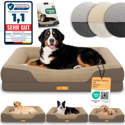 ELONEO Orthopädisches Hundebett, Braun - Größe