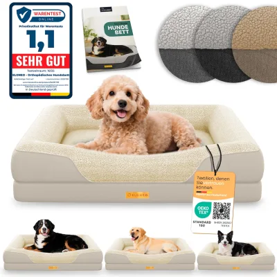 ELONEO Orthopädisches Hundebett, Creme - Größe