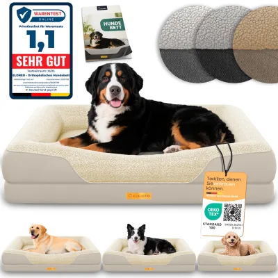 ELONEO Orthopädisches Hundebett, Creme - Größe
