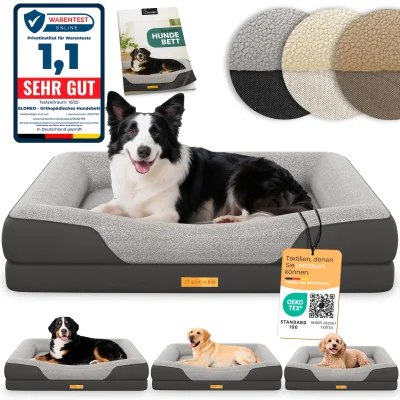 ELONEO Orthopädisches Hundebett, Grau - Größe