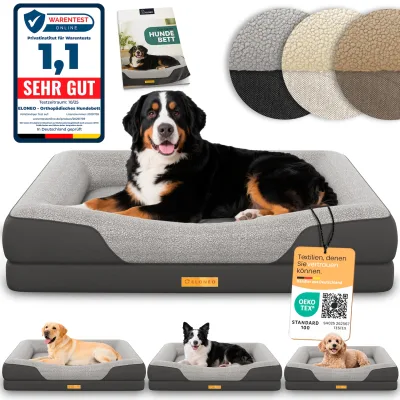 ELONEO Orthopädisches Hundebett, Grau - Größe