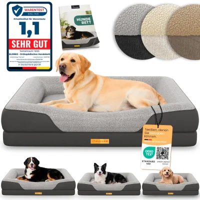 ELONEO Orthopädisches Hundebett, Grau - Größe
