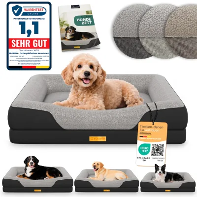 ELONEO Orthopädisches Hundebett, Schwarz - Größe
