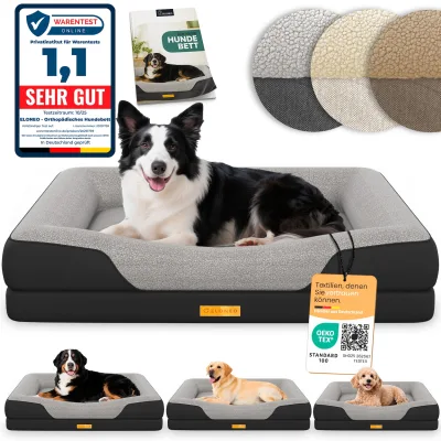 ELONEO Orthopädisches Hundebett, Schwarz - Größe