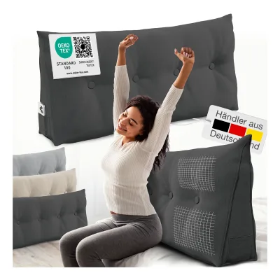 ELONEO Rückenkissen Bett- und Rückenstützkissen >Anthrazit< 120cm
