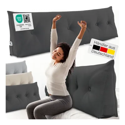 ELONEO Rückenkissen Bett- und Rückenstützkissen >Anthrazit< 160cm