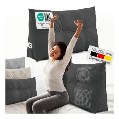 ELONEO Rückenkissen Bett- und Rückenstützkissen >Anthrazit< 90cm