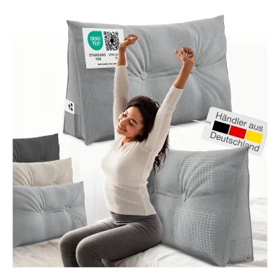ELONEO Rückenkissen Bett- und Rückenstützkissen >Grau< 90cm