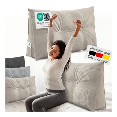 ELONEO Rückenkissen Bett- und Rückenstützkissen >Sand< 90cm