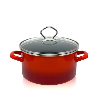 Emaille Fleischtopf Rom mit Chromrand, Ø 16 cm, Inh. 1,5 l
