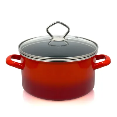 Emaille Fleischtopf Rom mit Chromrand, Ø 20 cm, Inh. 3,0 l