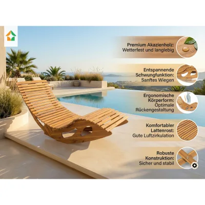 Ergonomische Schwungliege aus Akazienholz, klappbar - FSC® zertifiziert
