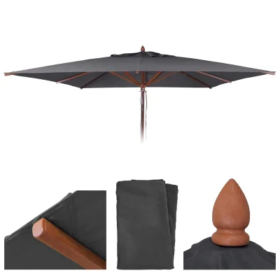 Ersatz-Bezug für Gastronomie Holz-Sonnenschirm MCW-C57b, Sonnenschirmbezug, eckig 3x3m Polyester ~ anthrazit