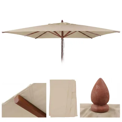 Ersatz-Bezug für Gastronomie Holz-Sonnenschirm MCW-C57b, Sonnenschirmbezug, eckig 3x3m Polyester ~ creme