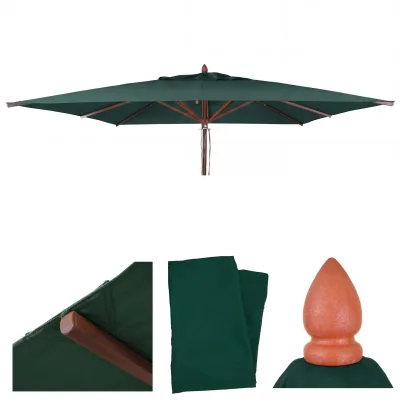 Ersatz-Bezug für Gastronomie Holz-Sonnenschirm MCW-C57b, Sonnenschirmbezug, eckig 3x3m Polyester ~ dunkelgrün